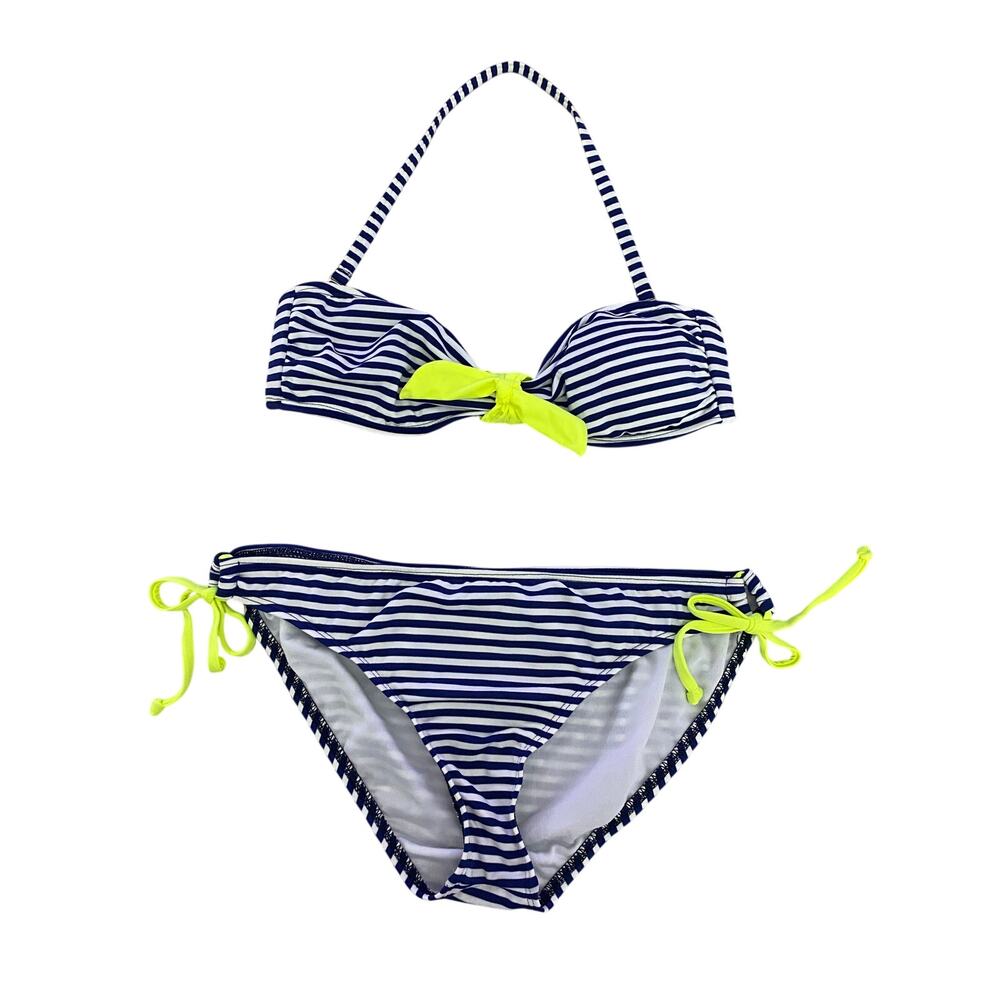 Splendid Women's Bikini 2 Piece Medium Nuatical Blue White Stripes Swimsuit